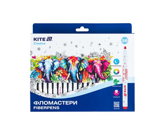 Фломастери Kite Creative Superwashable 36 кольорів (K-1154)