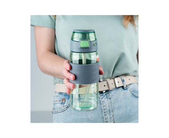 Поильник-непроливайка Kite 600 мл, зелено-серая (K24-1201-2), изображение 6 Поильник-непроливайка Kite 600 мл, зелено-серая (K24-1201-2), изображение 6