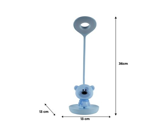 Настільна лампа Kite Bear LED з акумулятором, блакитна (K24-492-2-3), зображення 7