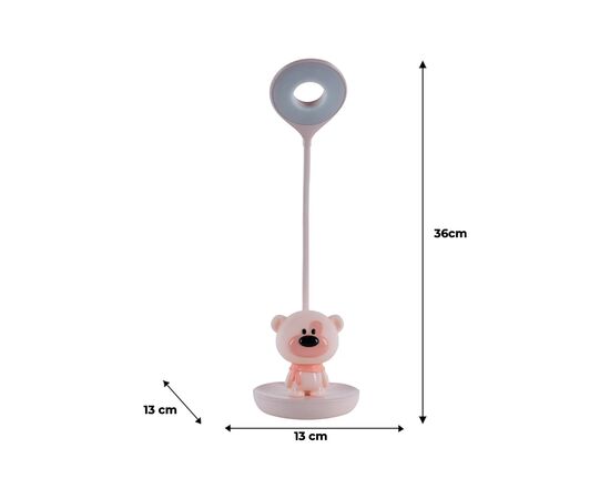 Настільна лампа Kite Bear LED з акумулятором, рожева (K24-492-2-2), зображення 7
