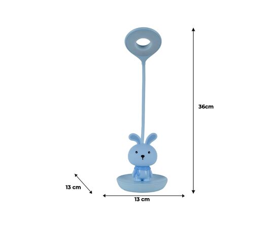 Настільна лампа Kite Bunny LED з акумулятором, блакитна (K24-492-1-3), зображення 7 Настільна лампа Kite Bunny LED з акумулятором, блакитна (K24-492-1-3), зображення 7