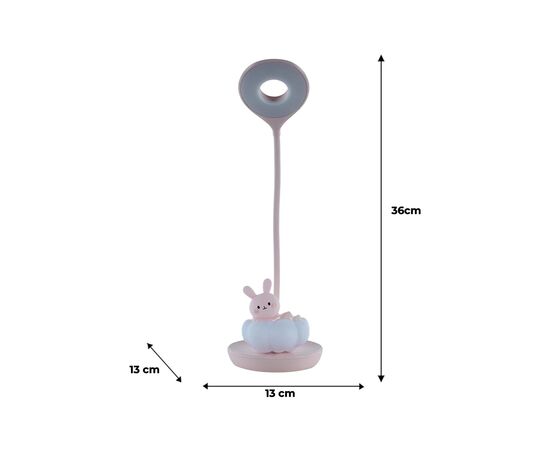 Настольная лампа Kite Cloudy Bunny LED с аккумулятором, розовая (K24-493-1-2), изображение 7 Настольная лампа Kite Cloudy Bunny LED с аккумулятором, розовая (K24-493-1-2), изображение 7
