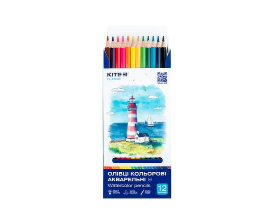 Карандаши цветные Kite Classic акварельні, 12 кольорів (K-1049), изображение 4 Карандаши цветные Kite Classic акварельні, 12 кольорів (K-1049), изображение 4