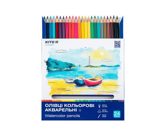 Олівці кольорові Kite Classic акварельні, 24 кольори (K-1050), зображення 4 Олівці кольорові Kite Classic акварельні, 24 кольори (K-1050), зображення 4