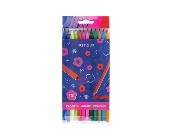 Олівці кольорові Kite Flower пластикові, 12 кольорів (K24-049-1)