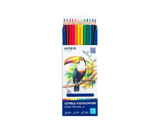 Карандаши цветные Kite Classic тригранні, 12 кольорів (K-053), изображение 4 Карандаши цветные Kite Classic тригранні, 12 кольорів (K-053), изображение 4