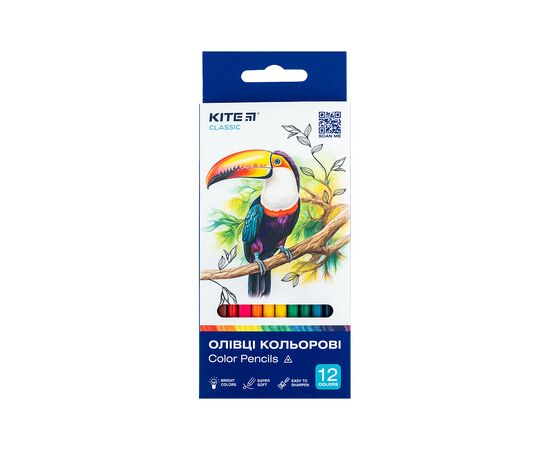 Карандаши цветные Kite Classic тригранні, 12 кольорів (K-053)