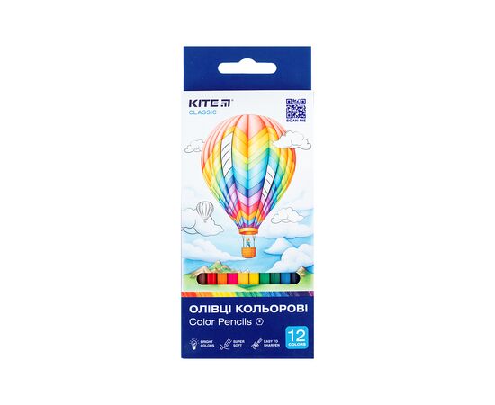 Карандаши цветные Kite Classic 12 кольорів (K-051)