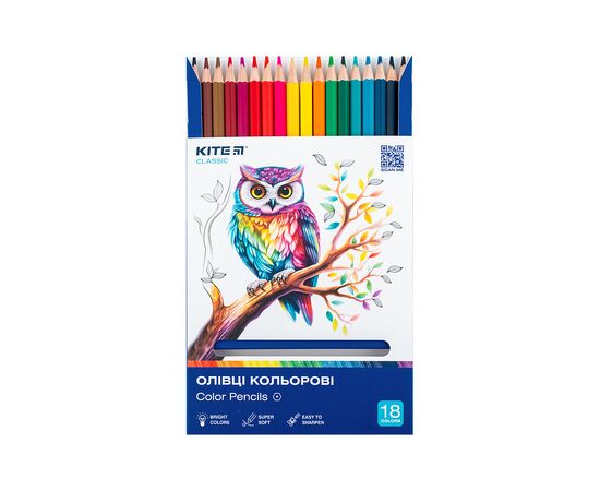Олівці кольорові Kite Classic 18 кольорів (K-052), зображення 4 Олівці кольорові Kite Classic 18 кольорів (K-052), зображення 4