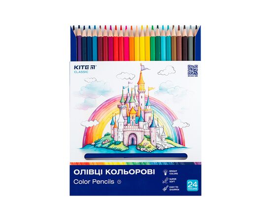Олівці кольорові Kite Classic 24 кольори (K-055), зображення 4 Олівці кольорові Kite Classic 24 кольори (K-055), зображення 4