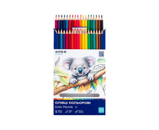 Олівці кольорові Kite Classic 36 кольорів (K-057), зображення 4 Олівці кольорові Kite Classic 36 кольорів (K-057), зображення 4