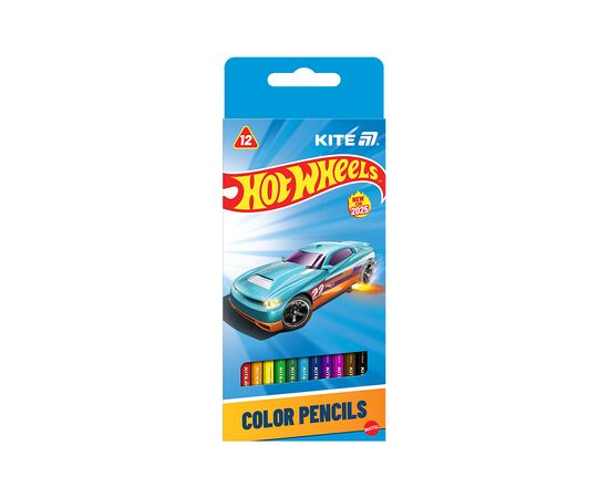 Олівці кольорові Kite Hot Wheels тригранні, 12 кольорів (HW25-053)