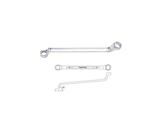 Ключ Toptul накидной 6-22мм (угол 75°) 8шт. (GAAA0810), изображение 2 Ключ Toptul накидной 6-22мм (угол 75°) 8шт. (GAAA0810), изображение 2
