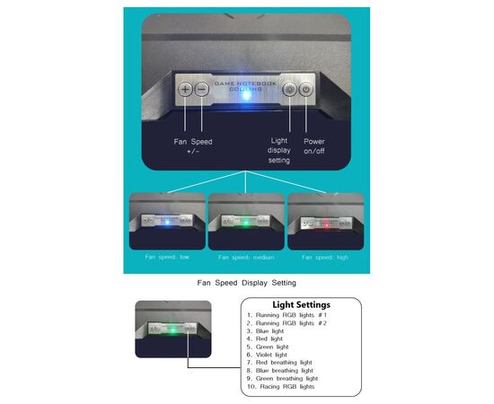 Подставка для ноутбука IceCoorel 10-15.6", 2*60mm 2800 RPM, USB2.0+LCD+speed control., 400x350x45mm (A3), изображение 10 Подставка для ноутбука IceCoorel 10-15.6", 2*60mm 2800 RPM, USB2.0+LCD+speed control., 400x350x45mm (A3), изображение 10