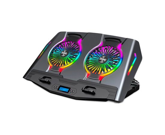 Подставка для ноутбука IceCoorel 10-18", 2*125mm 1400 RPM, 2*USB, + LCD display, 461x298x52mm, RGB (N10)