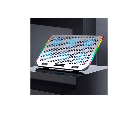Подставка для ноутбука IceCoorel 10-15.6", 6*80mm 1800 RPM, 2*USB, 366x256x23mm, RGB (A17), изображение 3 Подставка для ноутбука IceCoorel 10-15.6", 6*80mm 1800 RPM, 2*USB, 366x256x23mm, RGB (A17), изображение 3