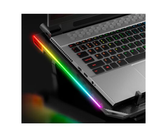Подставка для ноутбука IceCoorel 10-15.6", 6*80mm 1800 RPM, 2*USB, 366x256x23mm, RGB (A17), изображение 5 Подставка для ноутбука IceCoorel 10-15.6", 6*80mm 1800 RPM, 2*USB, 366x256x23mm, RGB (A17), изображение 5