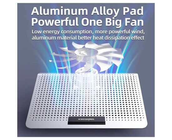 Подставка для ноутбука IceCoorel 10-15.6", 1*180mm 580 RPM, 2*USB, 350x225x26mm, Silver (A18), изображение 7 Подставка для ноутбука IceCoorel 10-15.6", 1*180mm 580 RPM, 2*USB, 350x225x26mm, Silver (A18), изображение 7