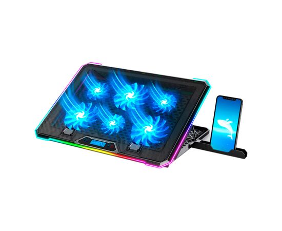 Подставка для ноутбука IceCoorel 10-17", 4*100mm 1400 RPM, 2*USB, 420x300x28mm, RGB (K15)