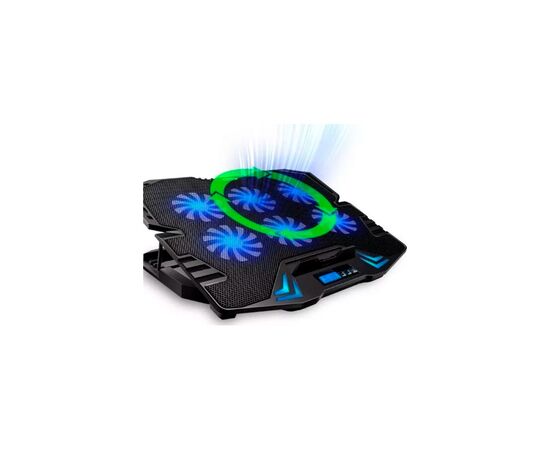 Подставка для ноутбука IceCoorel 10-17", 6*70mm 1800 RPM, 2*USB, + LCD, 365*297*30mm, Black (K8), изображение 4 Подставка для ноутбука IceCoorel 10-17", 6*70mm 1800 RPM, 2*USB, + LCD, 365*297*30mm, Black (K8), изображение 4
