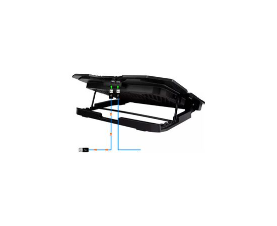 Подставка для ноутбука IceCoorel 10-17", 6*70mm 1800 RPM, 2*USB, + LCD, 365*297*30mm, Black (K8), изображение 5 Подставка для ноутбука IceCoorel 10-17", 6*70mm 1800 RPM, 2*USB, + LCD, 365*297*30mm, Black (K8), изображение 5