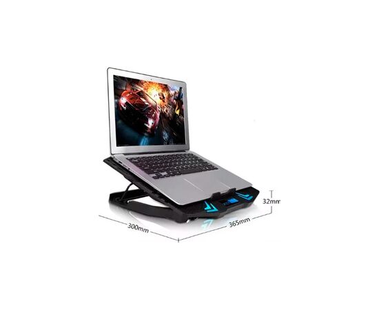 Подставка для ноутбука IceCoorel 10-17", 6*70mm 1800 RPM, 2*USB, + LCD, 365*297*30mm, Black (K8), изображение 7 Подставка для ноутбука IceCoorel 10-17", 6*70mm 1800 RPM, 2*USB, + LCD, 365*297*30mm, Black (K8), изображение 7