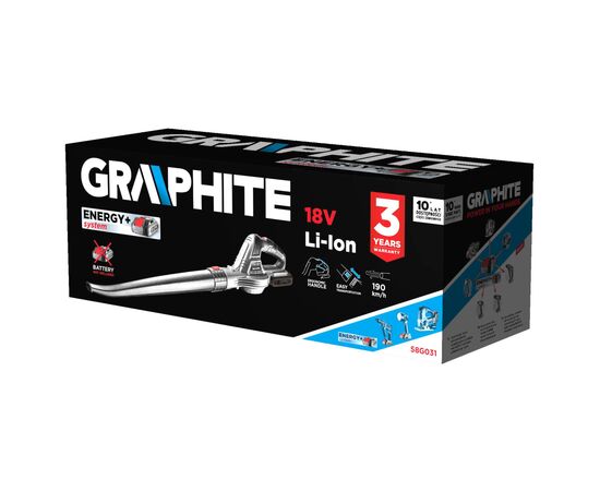Воздуходувка Graphite 18V Energy+, 190км/час, 1.2кг (без АКБ и ЗУ) (58G031), изображение 8 Воздуходувка Graphite 18V Energy+, 190км/час, 1.2кг (без АКБ и ЗУ) (58G031), изображение 8