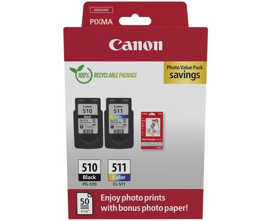 Картридж Canon PG-510+CL-511 +Photo Paper, Value Pack (2970B017)