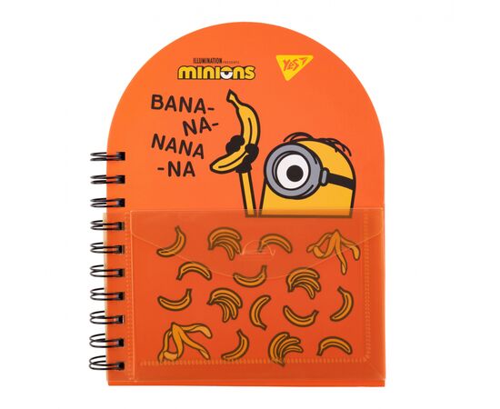 Блокнот Yes В6+ подвійна cпіраль з пластиковою кишенею Minions крапка (151793)