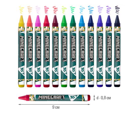 Карандаши цветные Yes Minecraft воскові 12 шт (590142), изображение 2