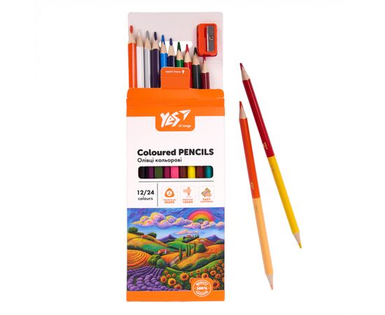Карандаши цветные Yes Orange Line 12/24 кольорів з точилкою (290755), изображение 5 Карандаши цветные Yes Orange Line 12/24 кольорів з точилкою (290755), изображение 5