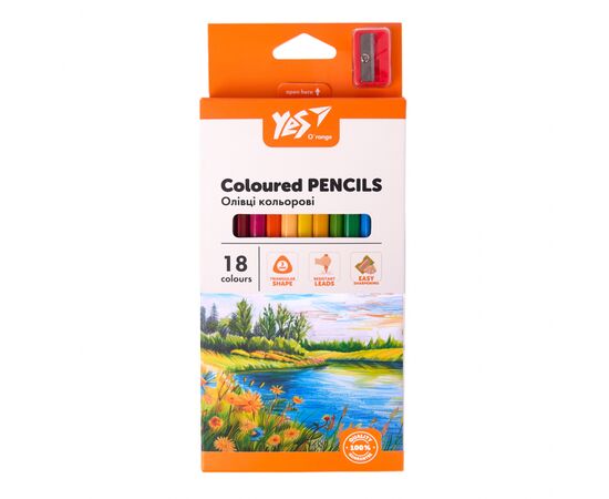 Карандаши цветные Yes Orange Line 18 кольорів з точилкою (290739), изображение 3 Карандаши цветные Yes Orange Line 18 кольорів з точилкою (290739), изображение 3