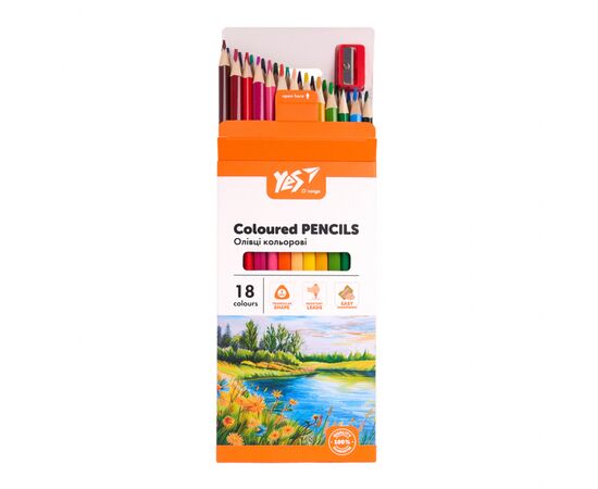 Карандаши цветные Yes Orange Line 18 кольорів з точилкою (290739), изображение 4 Карандаши цветные Yes Orange Line 18 кольорів з точилкою (290739), изображение 4