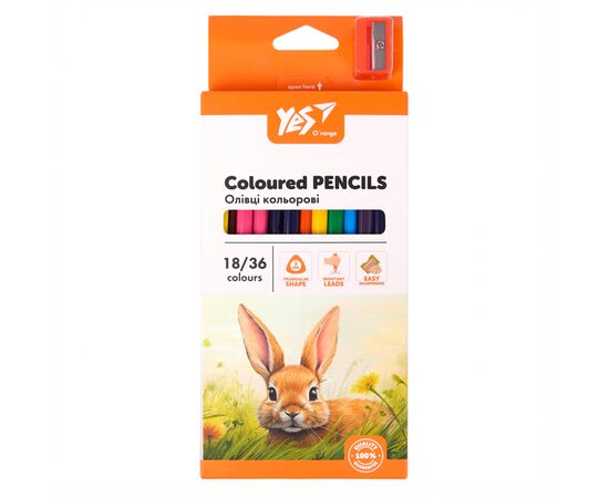 Карандаши цветные Yes Orange Line 18 шт 36 кольорів з точилкою (290752), изображение 3 Карандаши цветные Yes Orange Line 18 шт 36 кольорів з точилкою (290752), изображение 3
