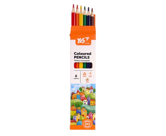 Карандаши цветные Yes Orange Line 6 кольорів (290731), изображение 3 Карандаши цветные Yes Orange Line 6 кольорів (290731), изображение 3