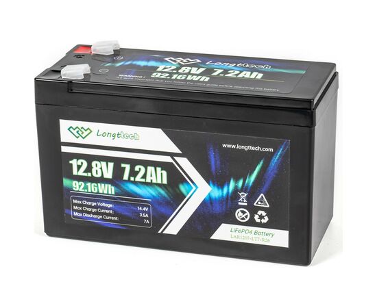 Батарея LiFePo4 Longttech LiFePO4 12.8V - 7.2Ah (LAR1207-LT7-R26), изображение 2 Батарея LiFePo4 Longttech LiFePO4 12.8V - 7.2Ah (LAR1207-LT7-R26), изображение 2