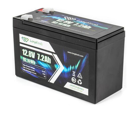 Батарея LiFePo4 Longttech LiFePO4 12.8V - 7.2Ah (LAR1207-LT7-R26), изображение 3 Батарея LiFePo4 Longttech LiFePO4 12.8V - 7.2Ah (LAR1207-LT7-R26), изображение 3