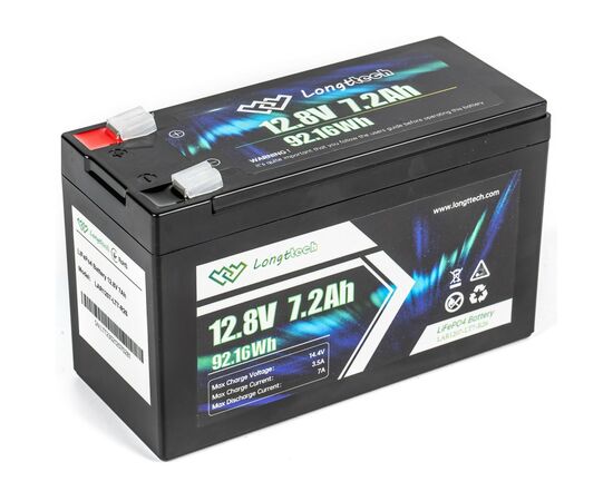 Батарея LiFePo4 Longttech LiFePO4 12.8V - 7.2Ah (LAR1207-LT7-R26), изображение 5 Батарея LiFePo4 Longttech LiFePO4 12.8V - 7.2Ah (LAR1207-LT7-R26), изображение 5