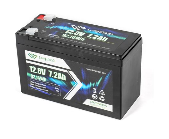 Батарея LiFePo4 Longttech LiFePO4 12.8V - 7.2Ah (LAR1207-LT7-R26), изображение 6 Батарея LiFePo4 Longttech LiFePO4 12.8V - 7.2Ah (LAR1207-LT7-R26), изображение 6