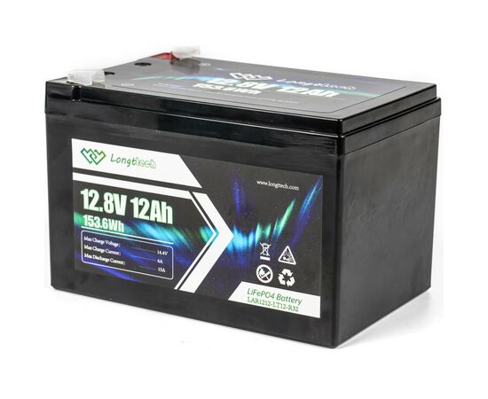 Батарея LiFePo4 Longttech LiFePO4 12.8V - 12Ah (LAR1212-LT12-R32), изображение 3 Батарея LiFePo4 Longttech LiFePO4 12.8V - 12Ah (LAR1212-LT12-R32), изображение 3