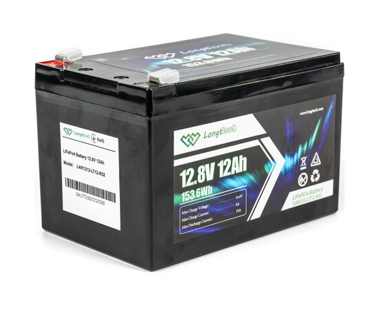 Батарея LiFePo4 Longttech LiFePO4 12.8V - 12Ah (LAR1212-LT12-R32), изображение 4 Батарея LiFePo4 Longttech LiFePO4 12.8V - 12Ah (LAR1212-LT12-R32), изображение 4