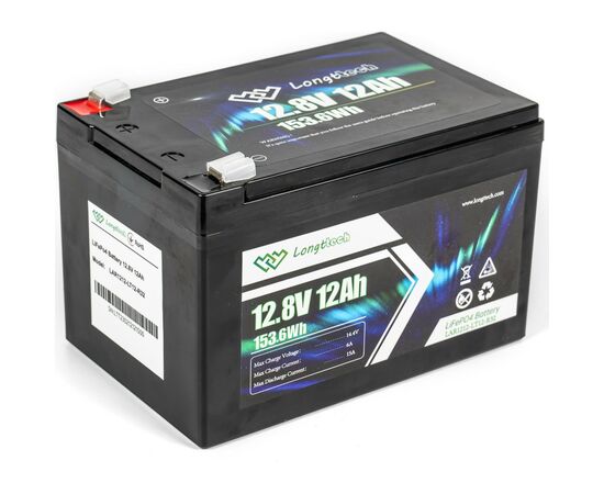 Батарея LiFePo4 Longttech LiFePO4 12.8V - 12Ah (LAR1212-LT12-R32), изображение 5 Батарея LiFePo4 Longttech LiFePO4 12.8V - 12Ah (LAR1212-LT12-R32), изображение 5