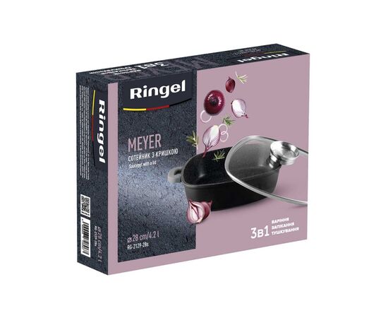 Сковорода Ringel Meyer з двома ручками 28 см (4.2л) з кришкою (RG-2129-28s), изображение 5 Сковорода Ringel Meyer з двома ручками 28 см (4.2л) з кришкою (RG-2129-28s), изображение 5