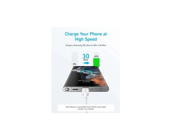 Дата кабель USB-C to USB-C 1.8m 322 White Anker (A81F6H21), изображение 3 Дата кабель USB-C to USB-C 1.8m 322 White Anker (A81F6H21), изображение 3
