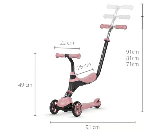 Самокат QPlay 5 в 1 Sema Pink (ST-004SemaPink), изображение 7 Самокат QPlay 5 в 1 Sema Pink (ST-004SemaPink), изображение 7