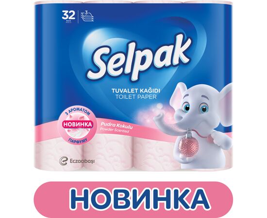 Туалетная бумага Selpak Perfumed Пудра 3 слоя 32 рулона (8690530324824), изображение 2 Туалетная бумага Selpak Perfumed Пудра 3 слоя 32 рулона (8690530324824), изображение 2