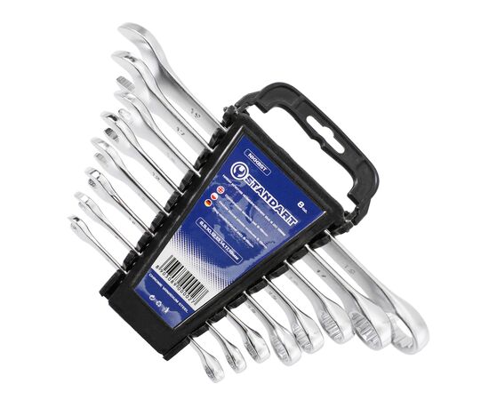 Ключ Стандарт ріжково-накидний 8 шт. 8-19 мм на холдері (NKK8ST), зображення 2 Ключ Стандарт ріжково-накидний 8 шт. 8-19 мм на холдері (NKK8ST), зображення 2