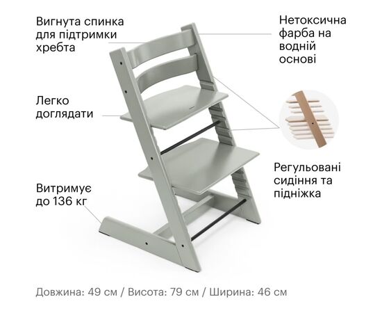 Стульчик для кормления Stokke Tripp Trapp, Glacier Green (дымчато-зеленый) (100139), изображение 6 Стульчик для кормления Stokke Tripp Trapp, Glacier Green (дымчато-зеленый) (100139), изображение 6