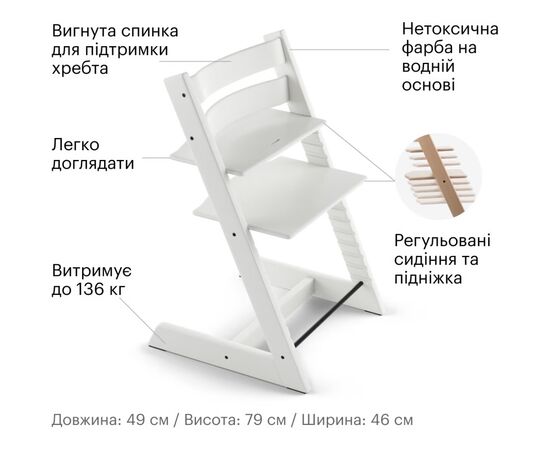 Стульчик для кормления Stokke Tripp Trapp, White (белый) (100107), изображение 3 Стульчик для кормления Stokke Tripp Trapp, White (белый) (100107), изображение 3