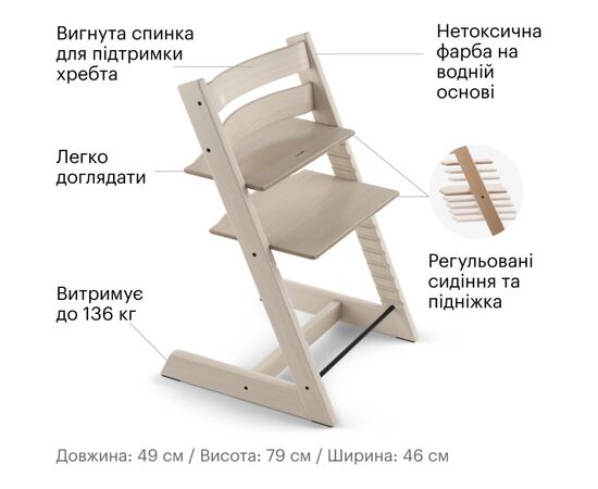 Стульчик для кормления Stokke Tripp Trapp, Whitewash (слоновая кость) (100105), изображение 5 Стульчик для кормления Stokke Tripp Trapp, Whitewash (слоновая кость) (100105), изображение 5